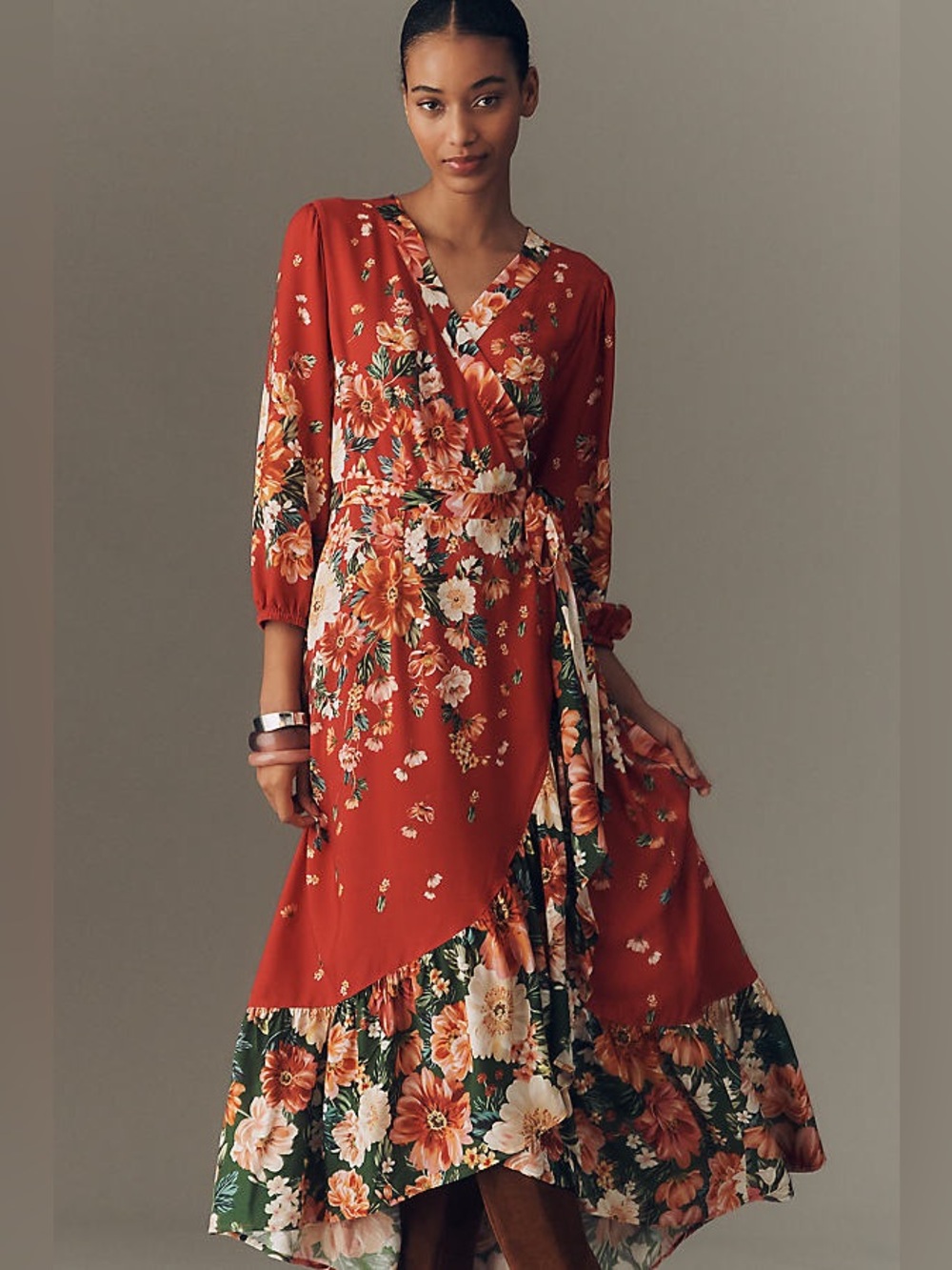 Farm Rio Floral Frill Wrap Dress